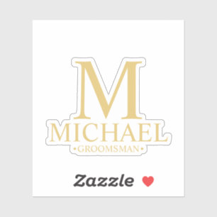 Moderne gepersonaliseerde groomman's monogram en n sticker