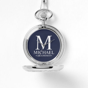 Moderne Gepersonaliseerde Groomsman Naam en Monogr Horloge