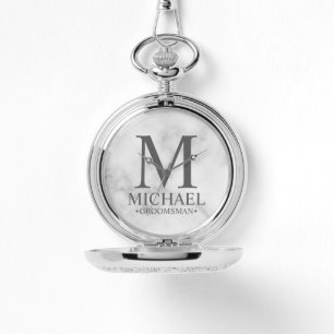 Moderne Gepersonaliseerde Groomsman Naam en Monogr Horloge