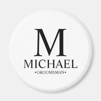 Moderne Gepersonaliseerde Groomsman Naam en Monogr Magneet