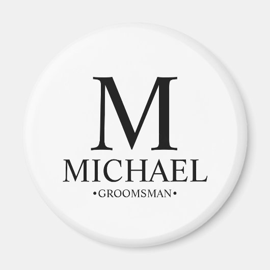 Moderne Gepersonaliseerde Groomsman Naam en Monogr Magneet (Voorkant)