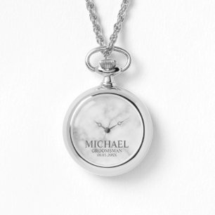 Moderne Gepersonaliseerde Groomsman's Naam en Mono Horloge