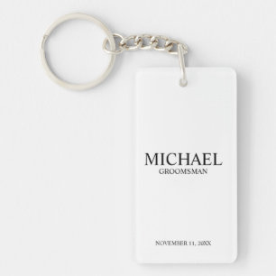 Moderne Gepersonaliseerde Groomsman's Naam en Mono Sleutelhanger