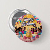 Moderne gepersonaliseerde Happy Birthday Celebrati Ronde Button 5,7 Cm (Voorkant /achterkant)