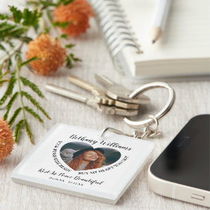 Moderne Gepersonaliseerde Hart Foto Herdenking Sleutelhanger