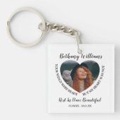 Moderne Gepersonaliseerde Hart Foto Herdenking Sleutelhanger (voorkant)