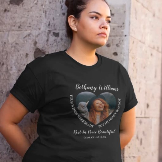 Moderne gepersonaliseerde hart foto herdenkings T- T-shirt