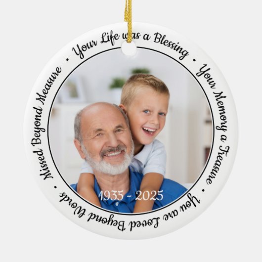 Moderne gepersonaliseerde herdenkingsherdenking 2  keramisch ornament (Achterkant)