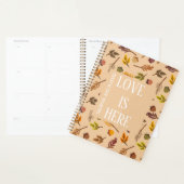 Moderne gepersonaliseerde herfstpatroon bruin chic planner (Display)