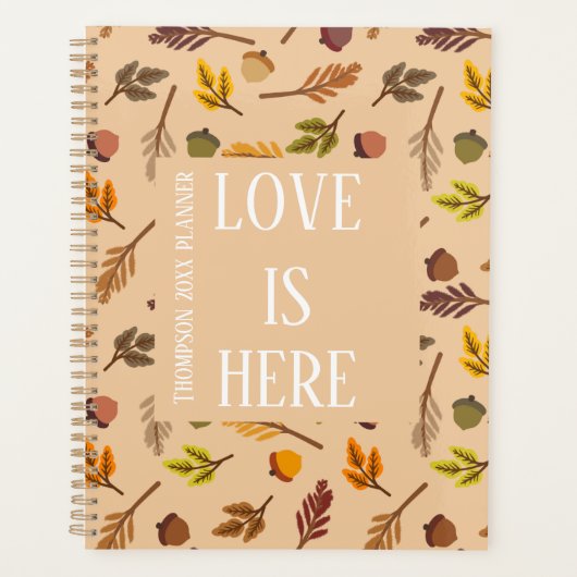 Moderne gepersonaliseerde herfstpatroon bruin chic planner (Voorkant)