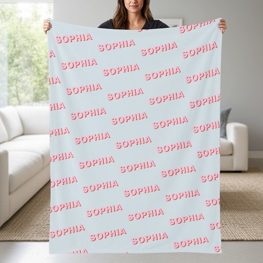 Moderne Gepersonaliseerde Herhalende Naam Patroon Fleece Deken