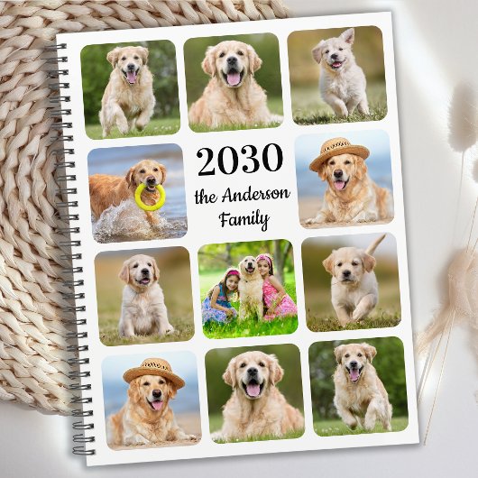Moderne Gepersonaliseerde Hond Familie Kinder Foto Planner