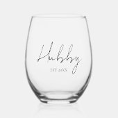 Moderne gepersonaliseerde Hubby Wijnglas Zonder Voet (Voorkant)