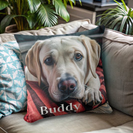 Moderne gepersonaliseerde huisdier foto naam Honde Kussen