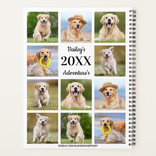 Moderne gepersonaliseerde huisdier hond foto colla planner (Achterkant)