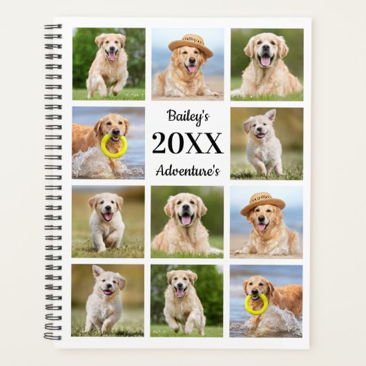 Moderne gepersonaliseerde huisdier hond foto colla planner (Voorkant)