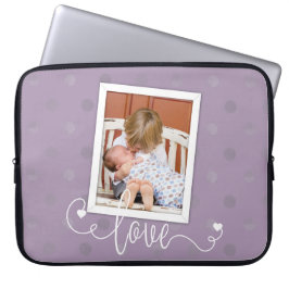Moderne gepersonaliseerde ingelijste fotopuntjes laptop sleeve