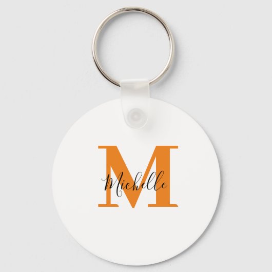 Moderne gepersonaliseerde Initialen en naam Monogr Sleutelhanger (Voorkant)