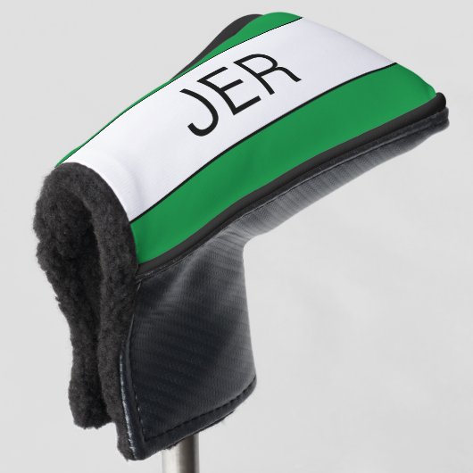 Moderne Gepersonaliseerde Initialen Monogram Groen Golfheadcover (3/4 voorkant)