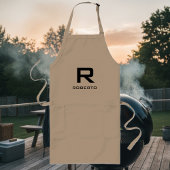 Moderne gepersonaliseerde kaki beige bbq schort