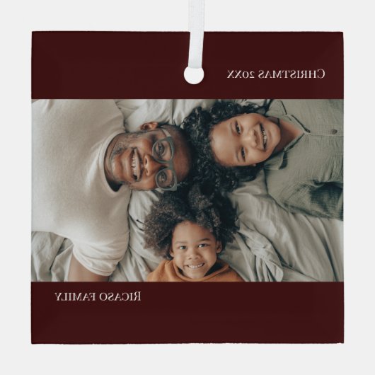 Moderne gepersonaliseerde kerstfoto glas ornament (Achterkant)