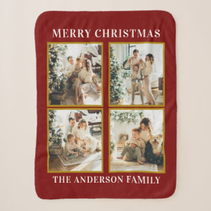Moderne gepersonaliseerde kerstfotocollage sherpa deken