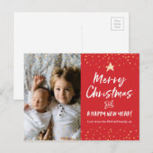 Moderne gepersonaliseerde kerstkaart briefkaart (Voorkant / Achterkant)