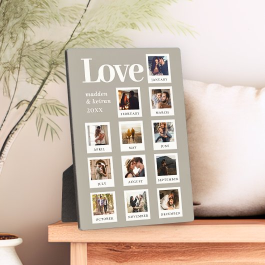 Moderne gepersonaliseerde koppels foto liefde grij fotoplaat