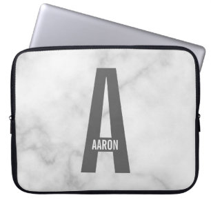 Moderne Gepersonaliseerde Krachtige Monogram en Na Laptop Sleeve