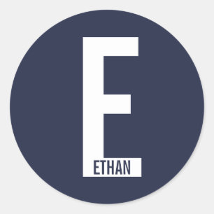 Moderne Gepersonaliseerde Krachtige Monogram en Na Ronde Sticker