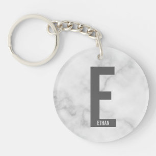 Moderne Gepersonaliseerde Krachtige Monogram en Na Sleutelhanger