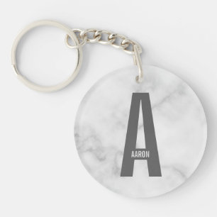 Moderne Gepersonaliseerde Krachtige Monogram en Na Sleutelhanger