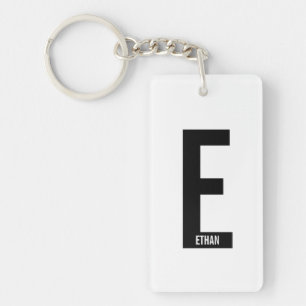 Moderne Gepersonaliseerde Krachtige Monogram en Na Sleutelhanger