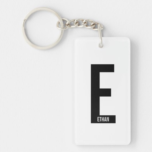 Moderne Gepersonaliseerde Krachtige Monogram en Na Sleutelhanger (Voorkant)