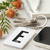 Moderne Gepersonaliseerde Krachtige Monogram en Na Sleutelhanger (Voorkant Rechts)