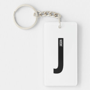 Moderne Gepersonaliseerde Krachtige Monogram en Na Sleutelhanger