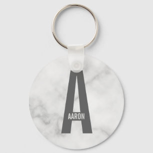 Moderne Gepersonaliseerde Krachtige Monogram en Na Sleutelhanger