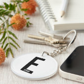 Moderne Gepersonaliseerde Krachtige Monogram en Na Sleutelhanger (Voorkant Rechts)