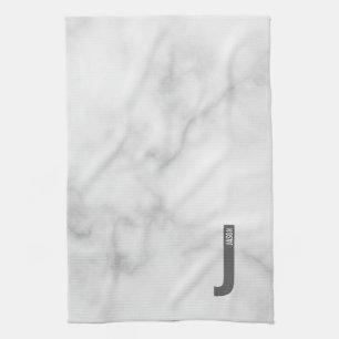Moderne Gepersonaliseerde Krachtige Monogram en Na Theedoek