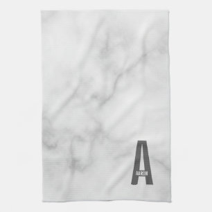 Moderne Gepersonaliseerde Krachtige Monogram en Na Theedoek