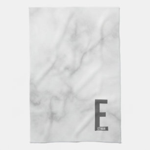 Moderne Gepersonaliseerde Krachtige Monogram en Na Theedoek