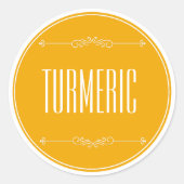 Moderne gepersonaliseerde kurkuma geel witte tekst ronde sticker (Voorkant)
