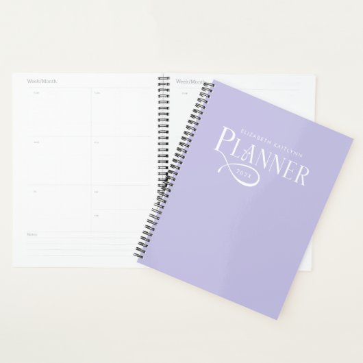 Moderne gepersonaliseerde lavendel paars planner (Display)