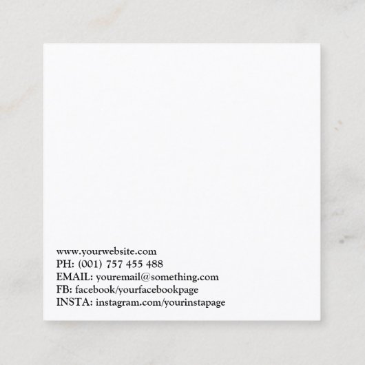 Moderne gepersonaliseerde levensboom - kleurrijke  vierkante visitekaartje (Achterkant)