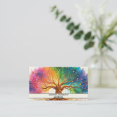Moderne gepersonaliseerde levensboom - kleurrijke visitekaartje (Staand voorkant)