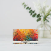 Moderne gepersonaliseerde levensboom - kleurrijke  visitekaartje (Staand voorkant)