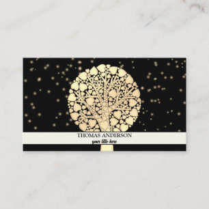 Moderne gepersonaliseerde levensboom - zwart en go visitekaartje