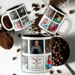 Moderne gepersonaliseerde liefde je opa cadeau 9 f tweekleurige koffiemok