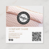 Moderne gepersonaliseerde Logo Photo Scannable QR Vierkante Visitekaartje (Achterkant)