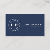 Moderne gepersonaliseerde Logo QR Navy Blue Visitekaartje (Voorkant)